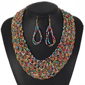 #605 3pcs Fashion boho Colored Glass Bead Beaded Handmade Weaving Earrings